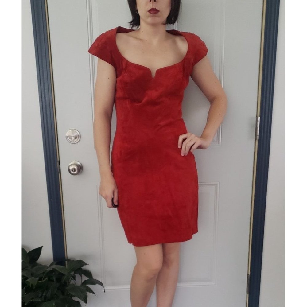 90s Orange Suede Mini Dress